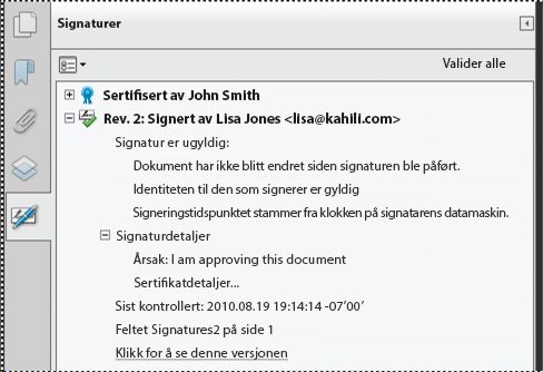Signaturer-panel i Acrobat