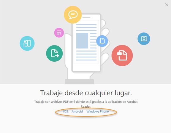 Obtener Acrobat Reader en su dispositivo móvil
