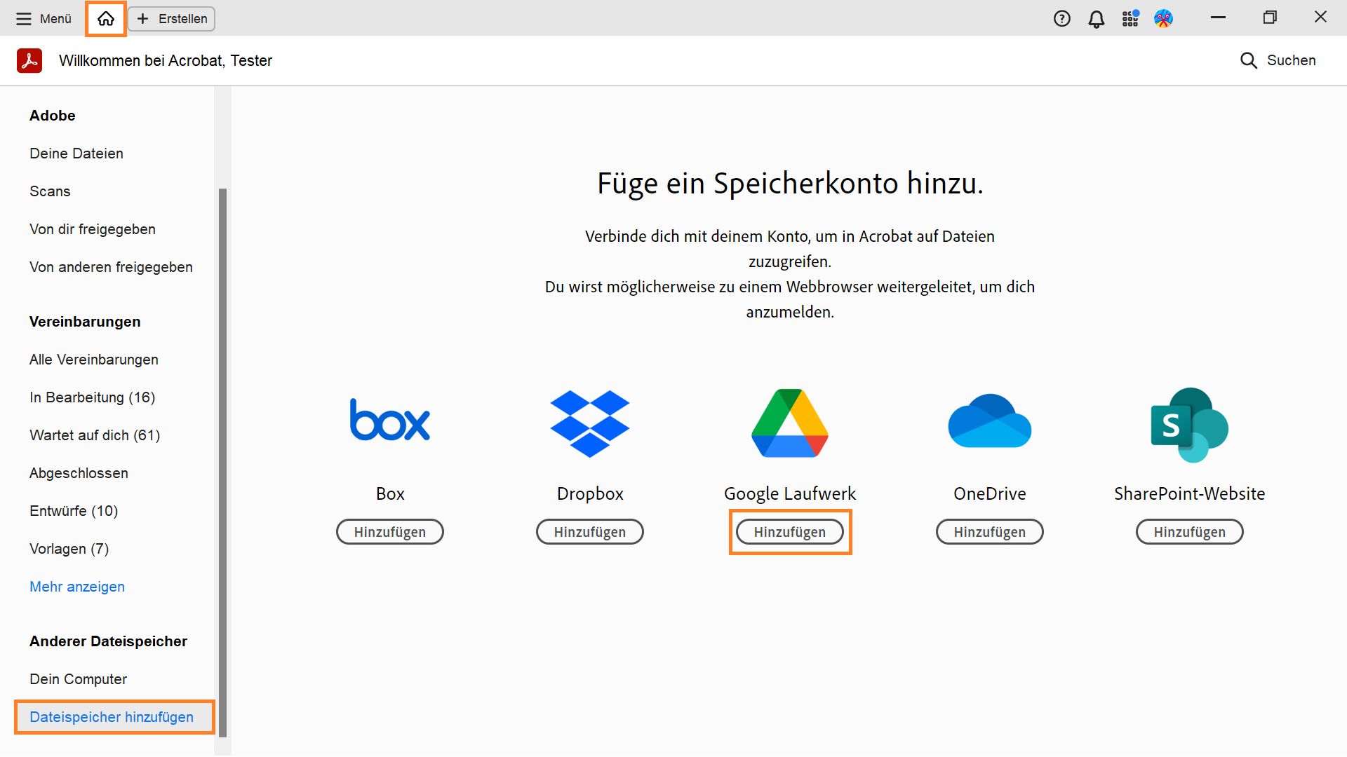 Google Drive hinzufügen