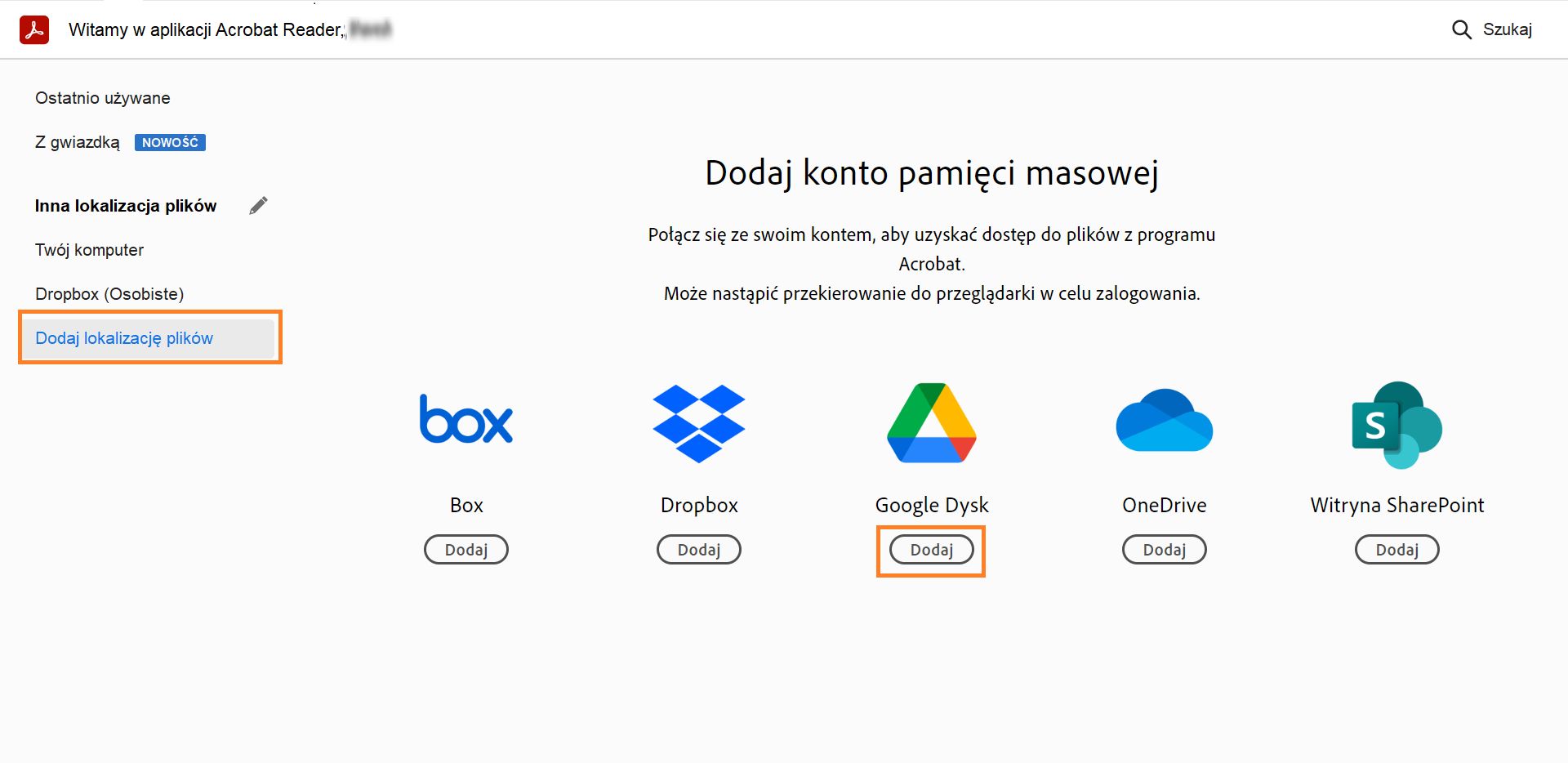 Dodawanie Dysku Google