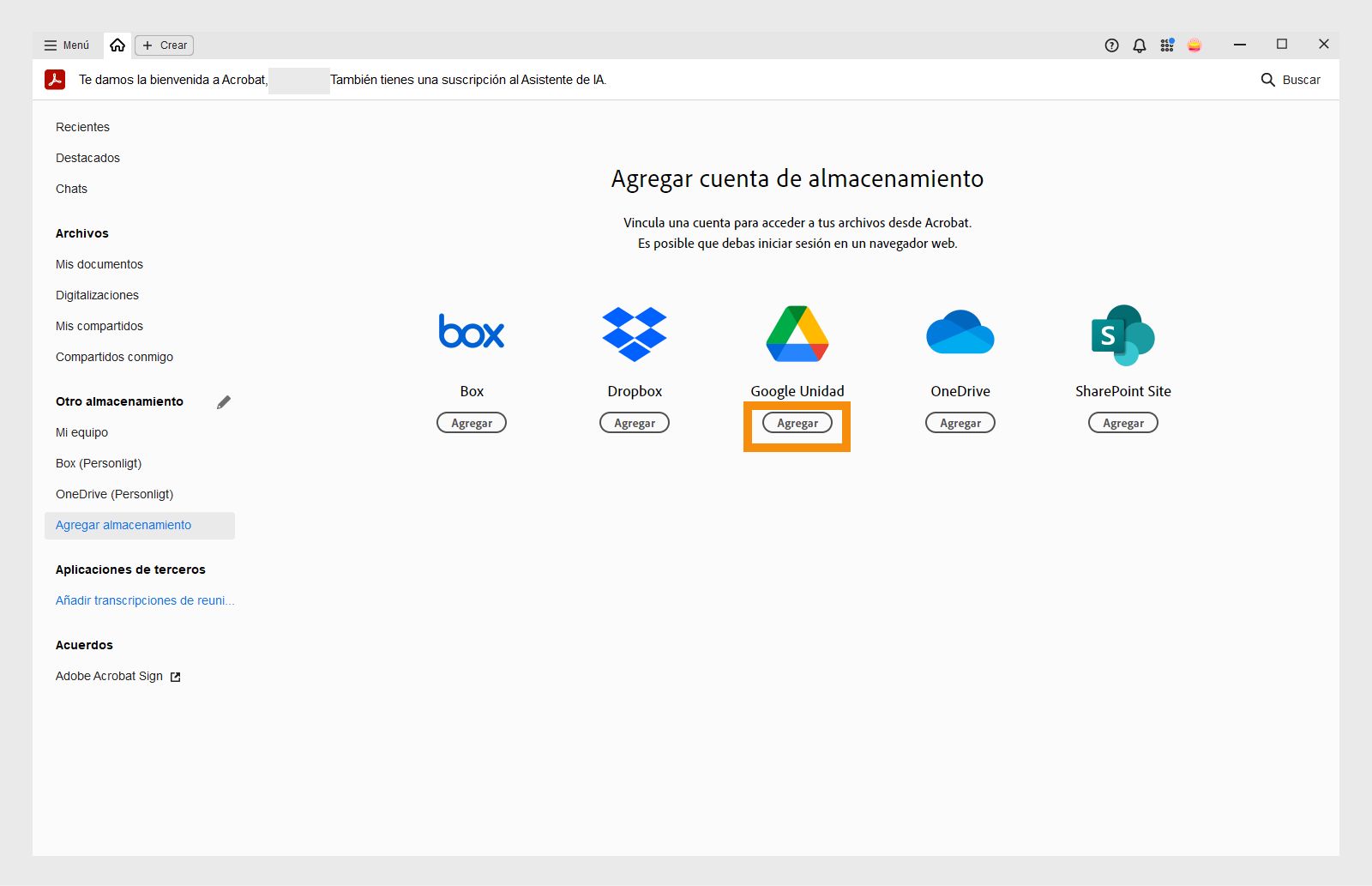 Agregar Google Drive