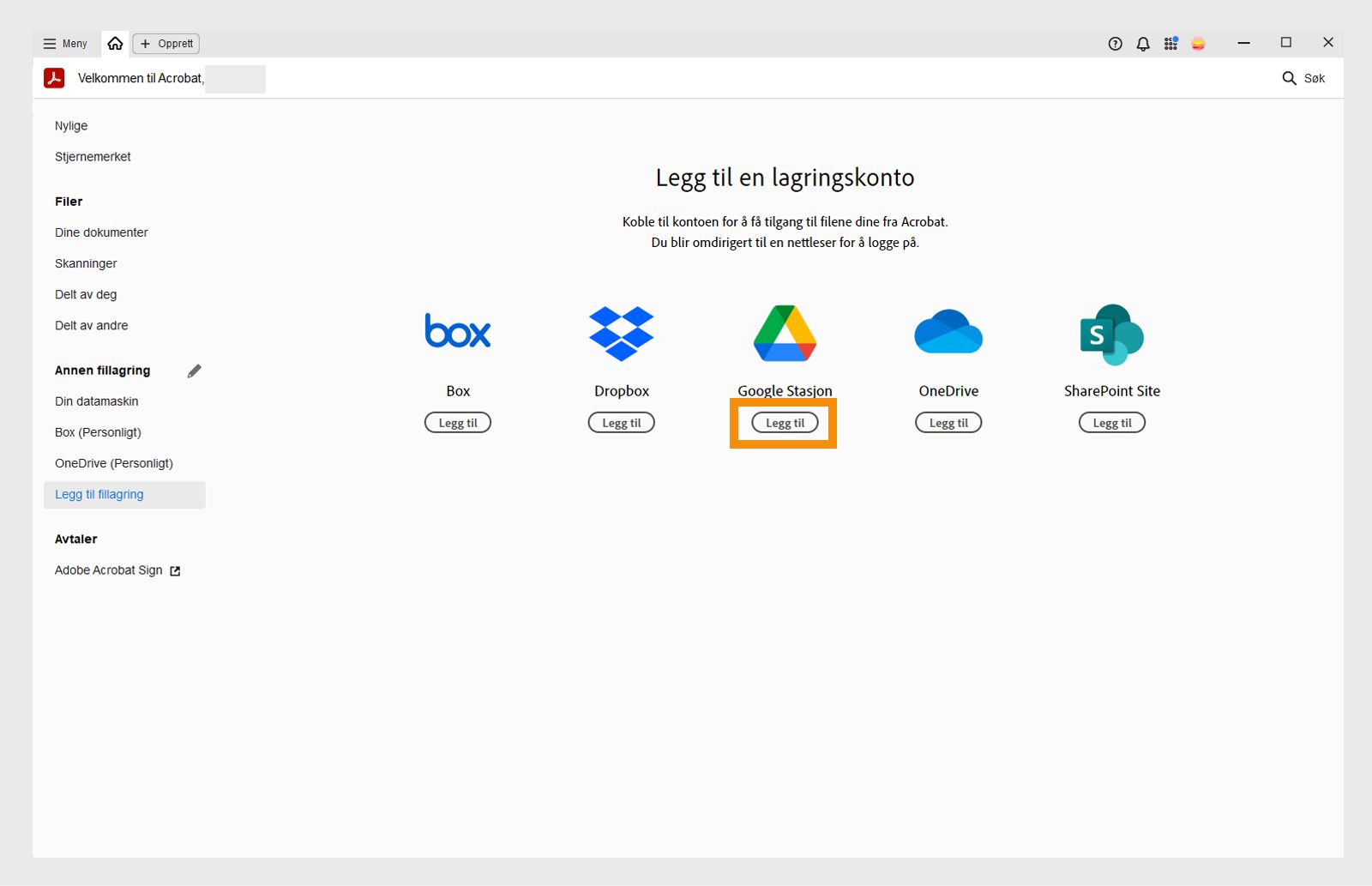 Legg til Google Disk