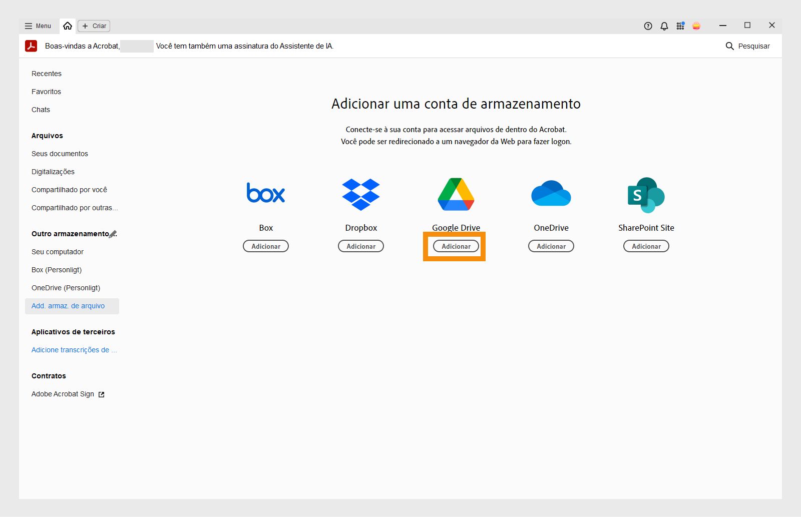 Adicionar Google Drive