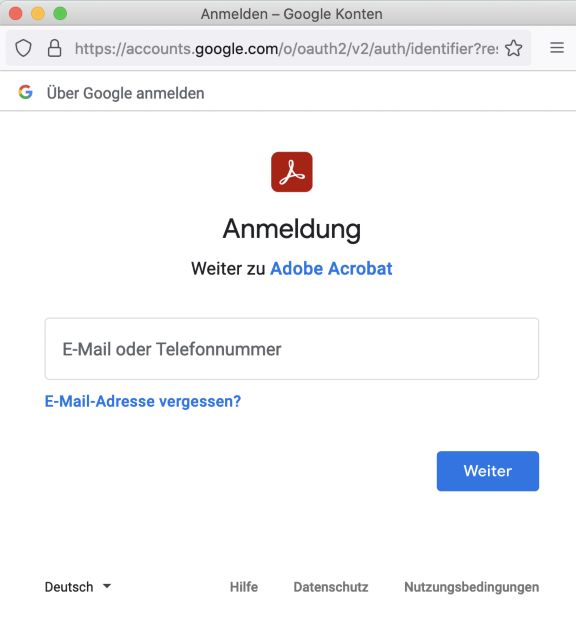 OneDrive-Anmeldedialogfeld