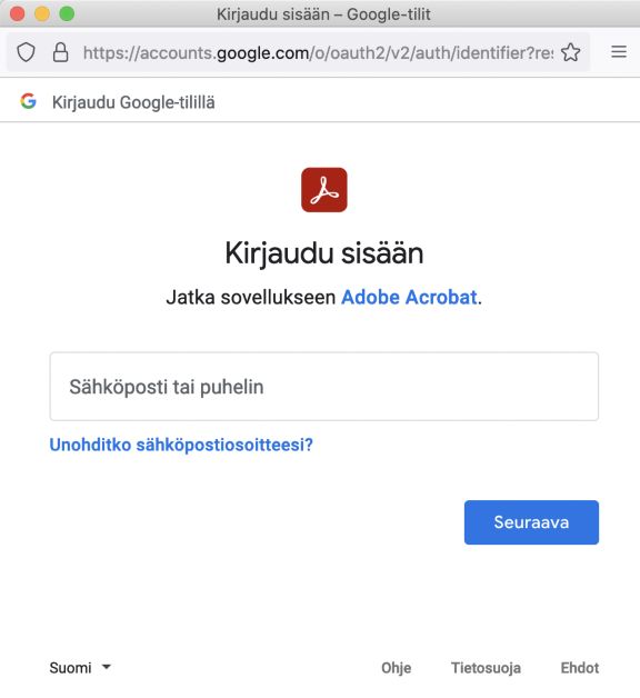 OneDrive-kirjautumisikkuna