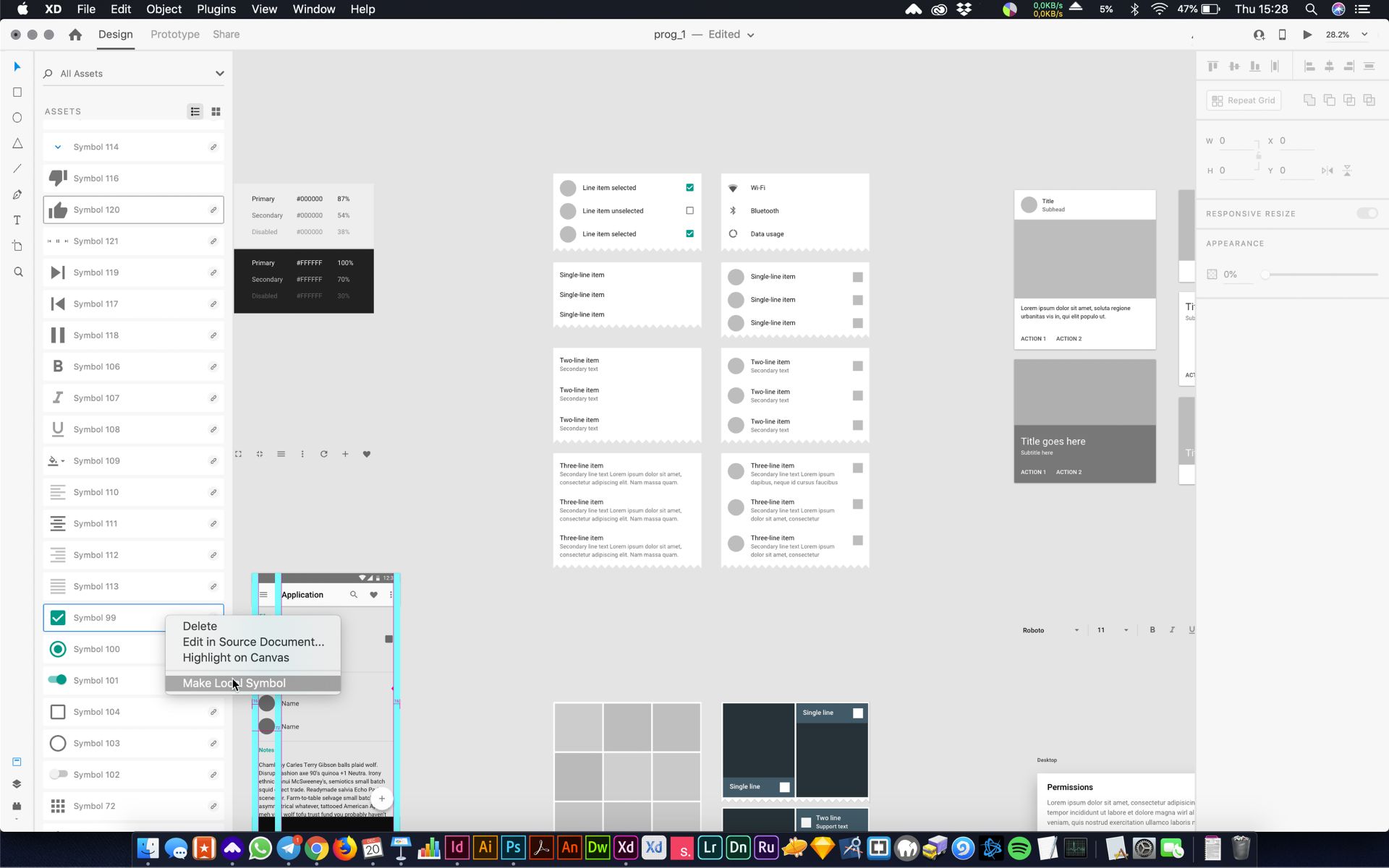 Menu « Transformer en composant local »
