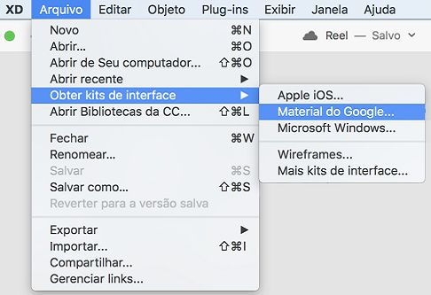 Menu Obter kits de interface