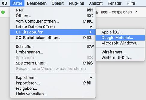Menü „UI-Kits abrufen“