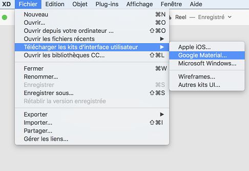 Menu Obtenir les kits d’interface utilisateur