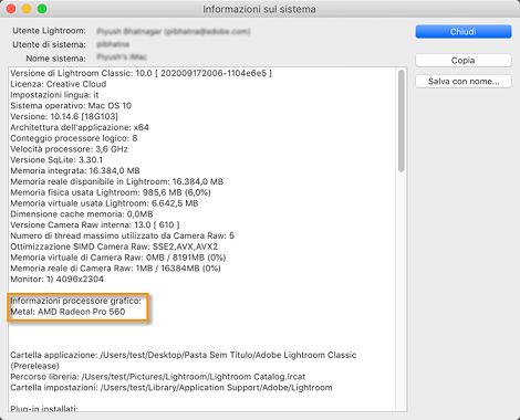 Risoluzione dei problemi relativi alla GPU di Lightroom