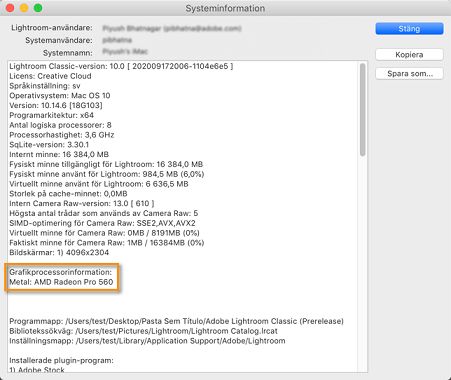 Felsökning av Lightroom GPU