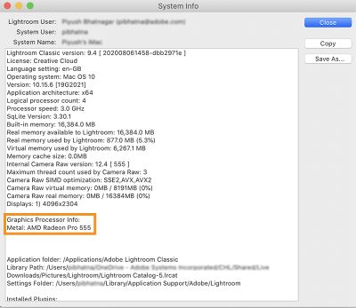 Feilsøking for Lightroom GPU