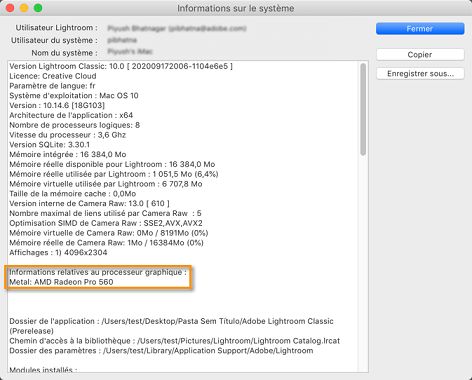 Résolution des problèmes du GPU (Graphics Processor Acceleration) Lightroom