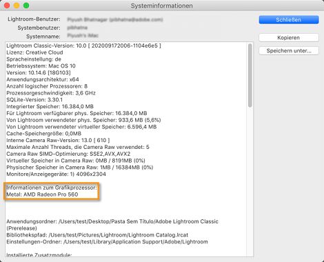 Fehlerbehebung von Lightroom-GPU