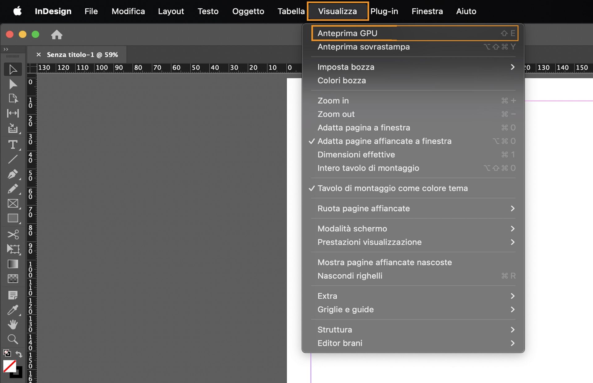 Per passare all’Anteprima GPU, selezionate Visualizza > Anteprima GPU.