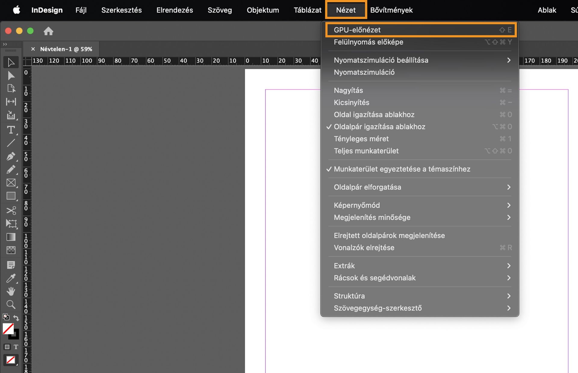 A GPU-előnézetre való váltáshoz lépjen a Nézet > GPU-előnézet menüpontra.