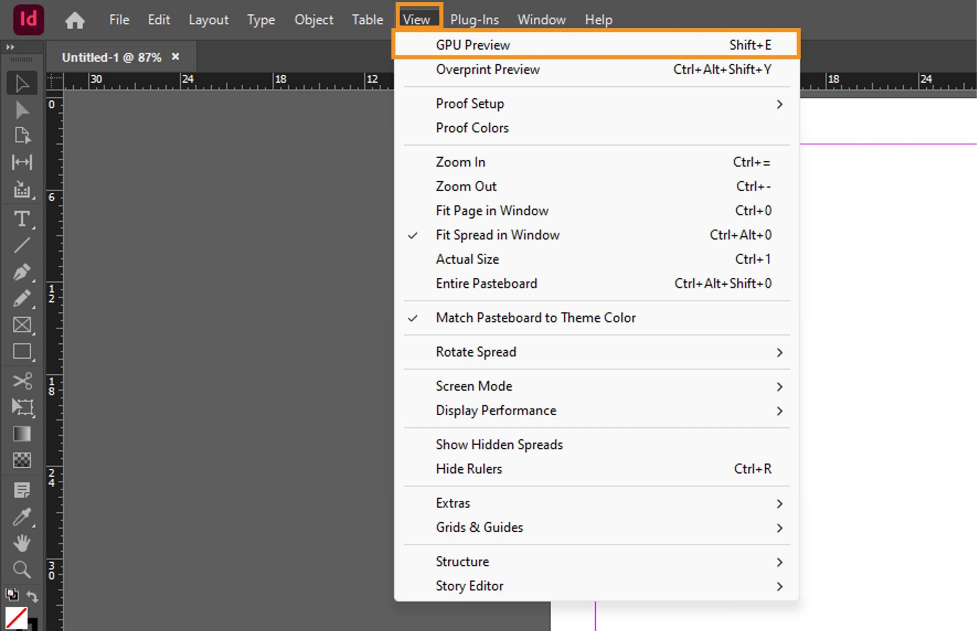 To switch to GPU Preview, go to View > GPU Preview.