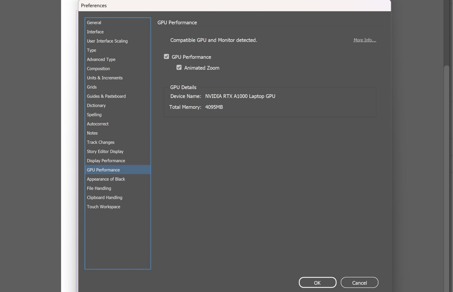 preferences dialog highlighting gpu