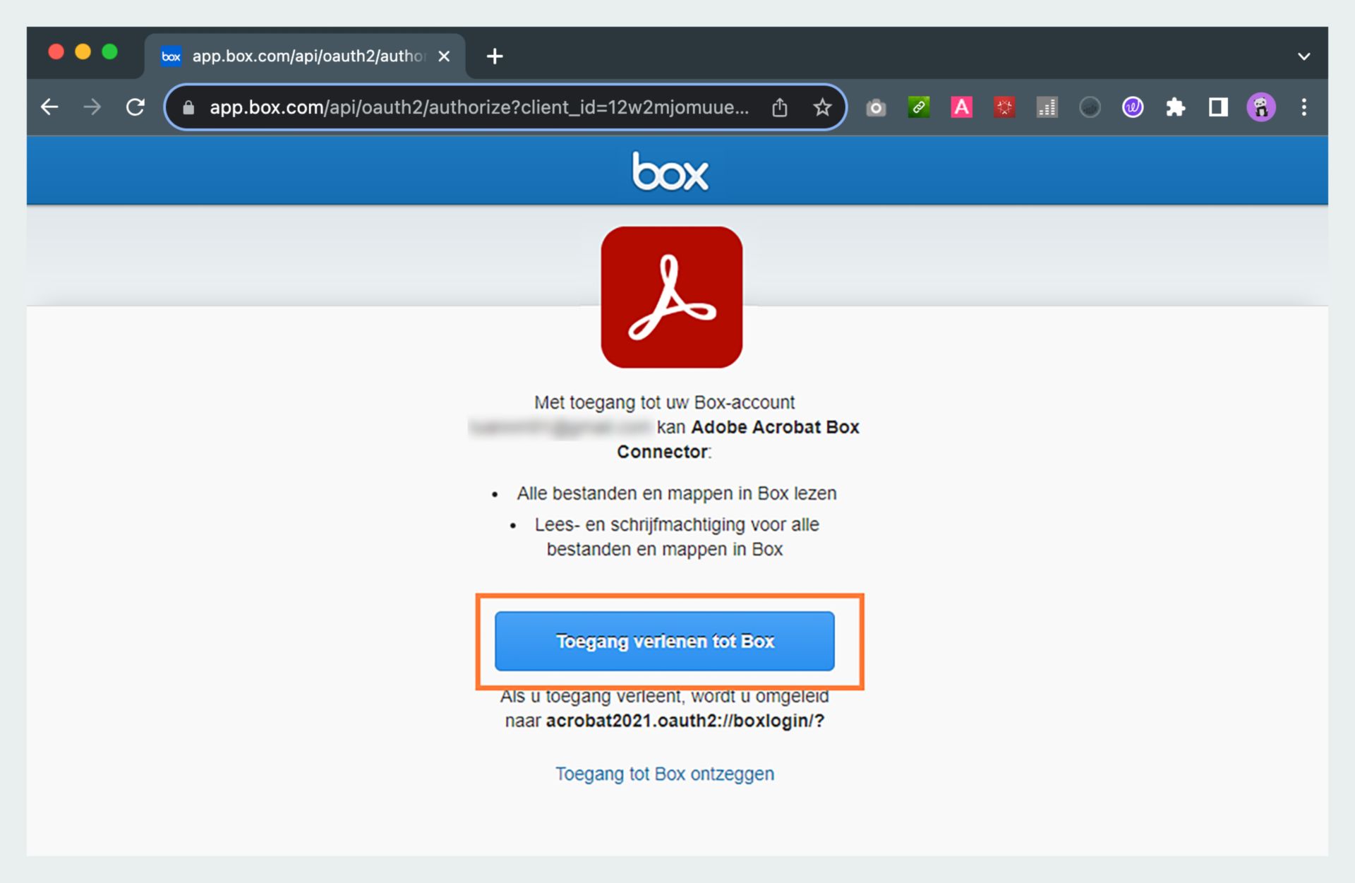 Toegang verlenen tot Box
