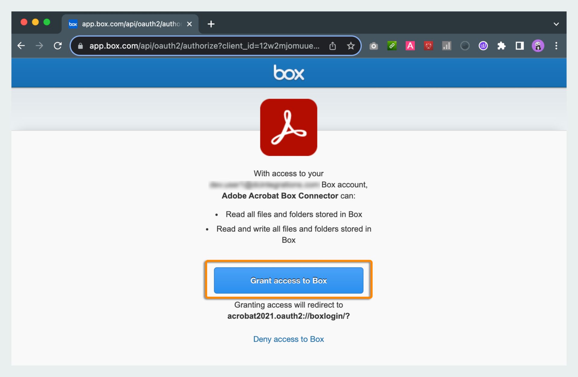 Дозволити доступ до Box