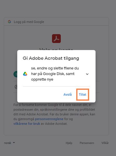Tillatelsesdialog for å få tilgang til filer