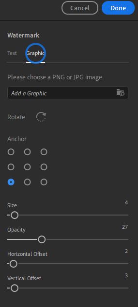 Ustawienia znaku graficznego w programie Lightroom na komputery