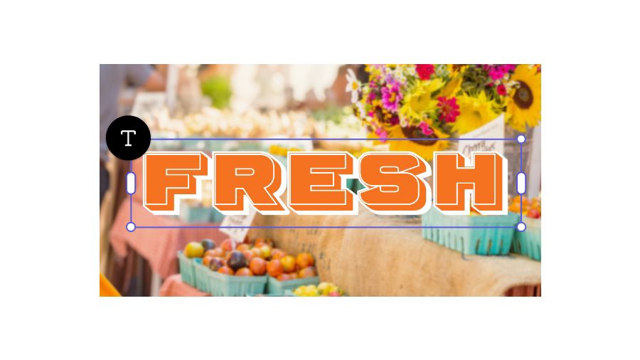 The word "fresh" being edited in an Adobe Express template