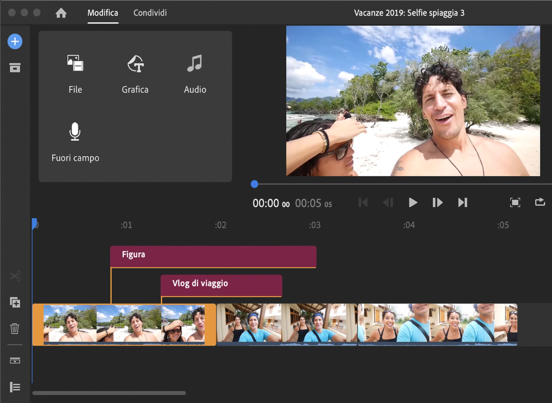 Aggiungere file multimediali durante la modifica