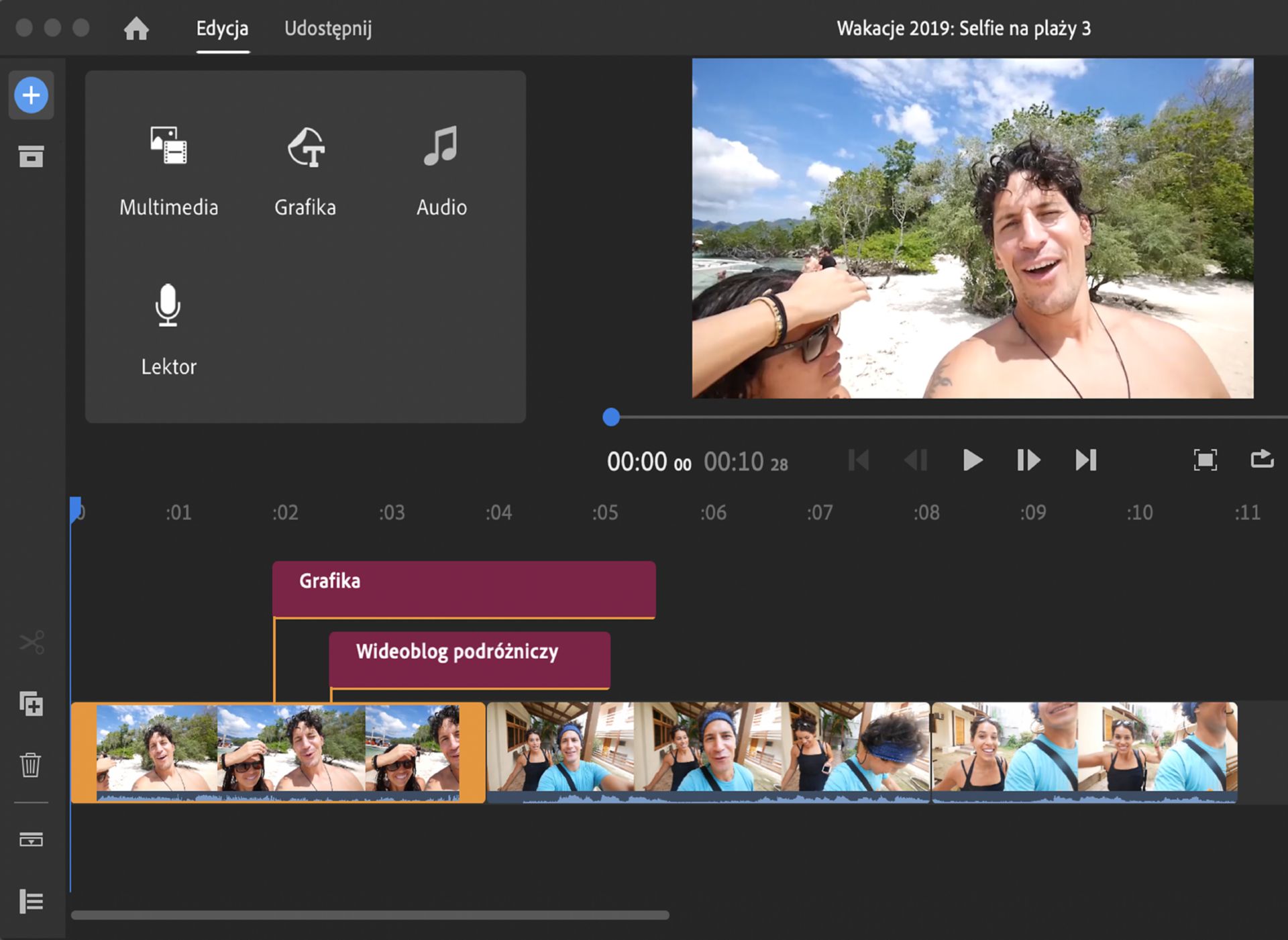 Dodawanie multimediów podczas edycji