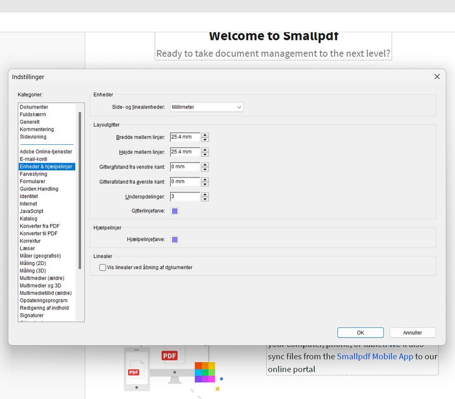 Rediger gitterindstillinger.