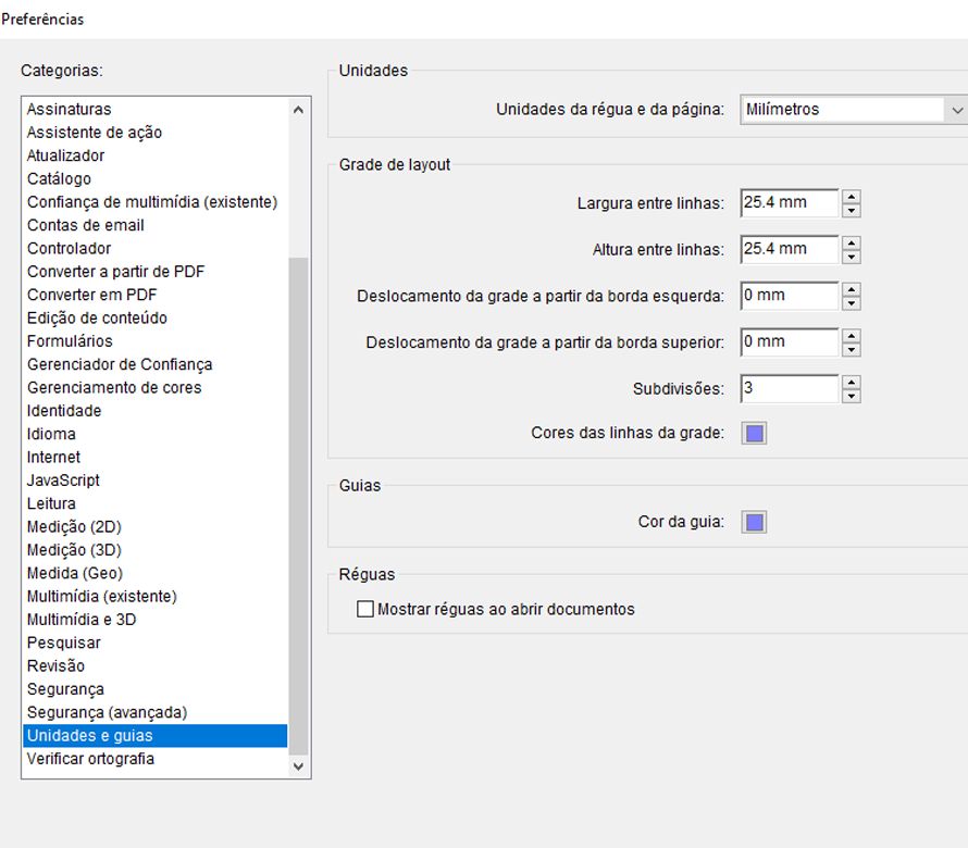 Alterar as configurações da grade.