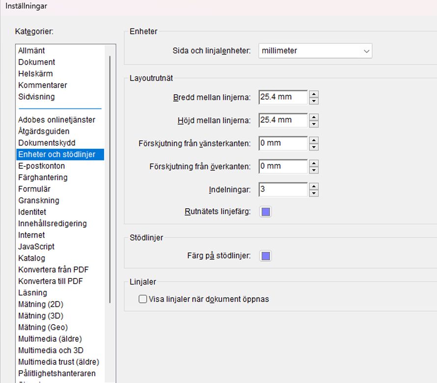 Ändra rutnätsinställningar.