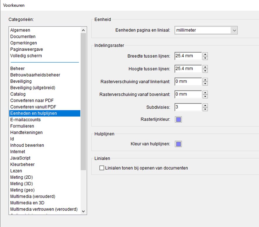 Rasterinstellingen wijzigen.