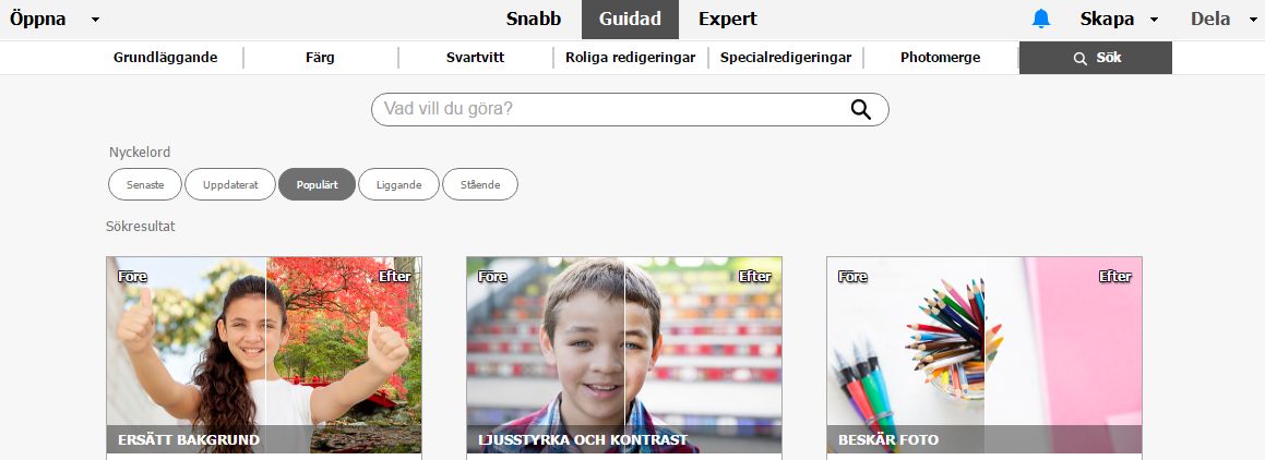 Sökning efter guidade redigeringar