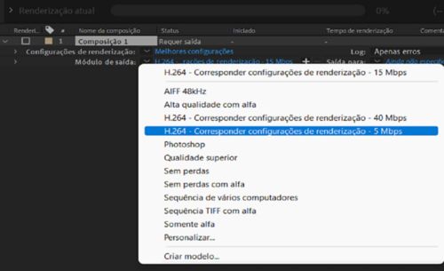 Predefinições do módulo de saída H.264