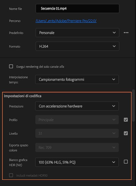 Utilizzo della codifica hardware