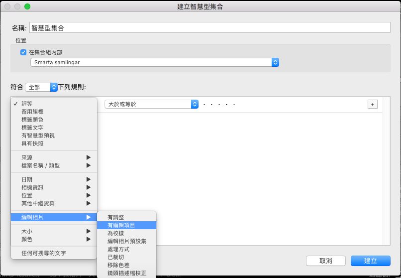 「編輯」類別中的「有編輯項目」新規則。