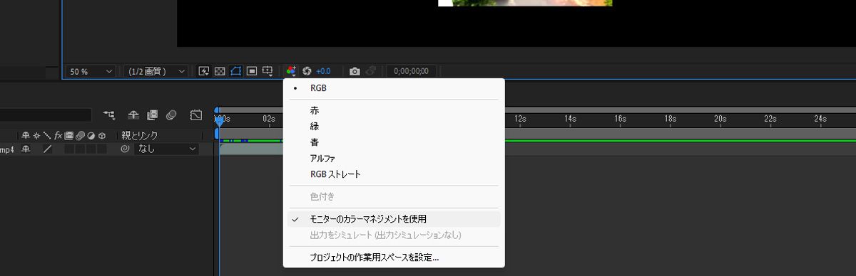 「チャンネルおよびカラーマネジメントの設定を表示」が開き、「モニターのカラーマネジメントを使用」が有効になっていることを確認します。