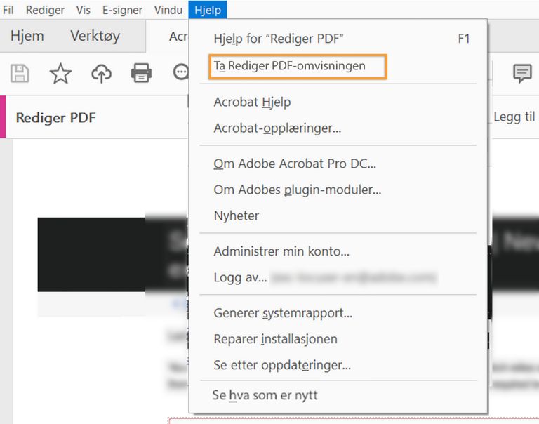 Ta ombordvisningen fra Hjelp-menyen