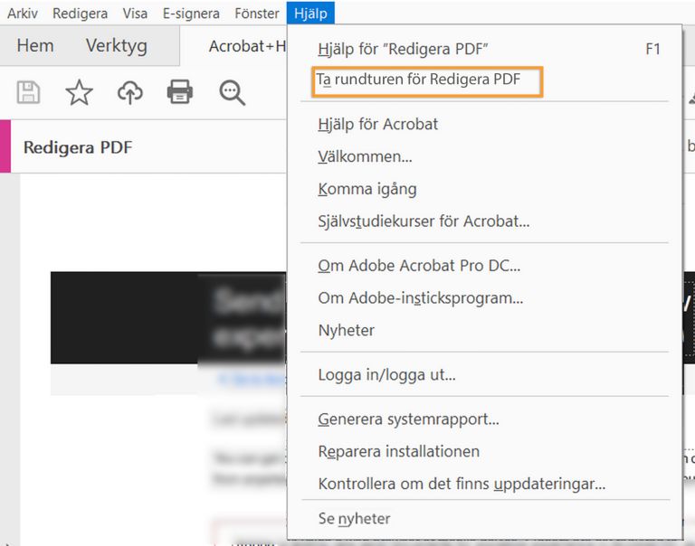 Öppna registreringsguiden från hjälpmenyn