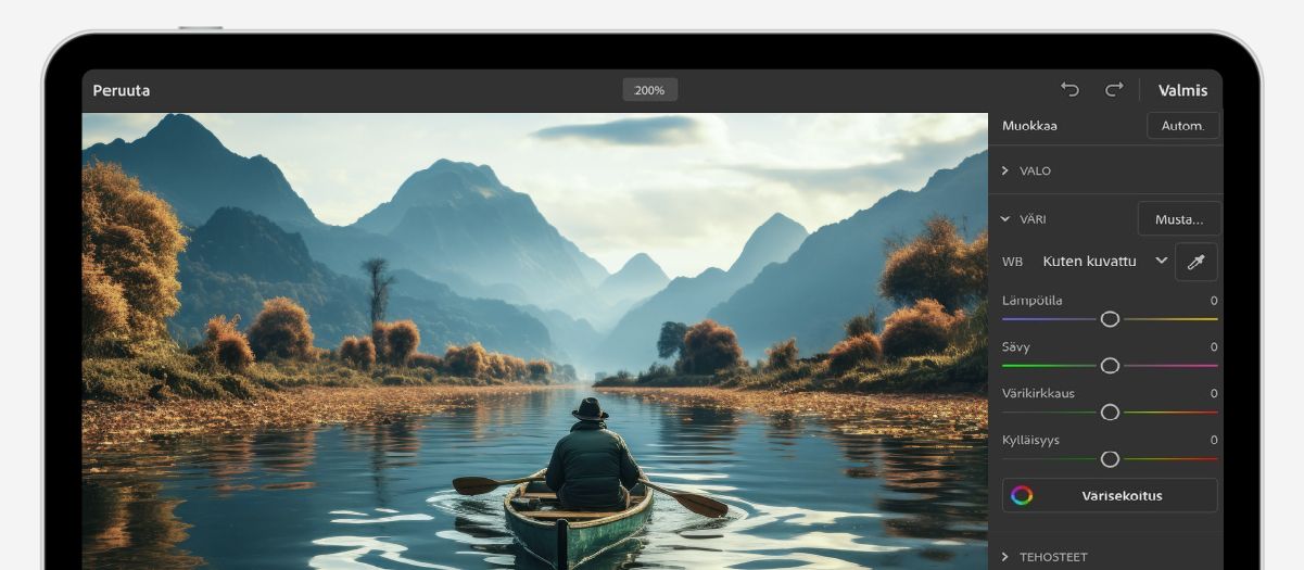 Adobe Camera Raw -tiedostojen käsitteleminen Photoshopilla iPadissa