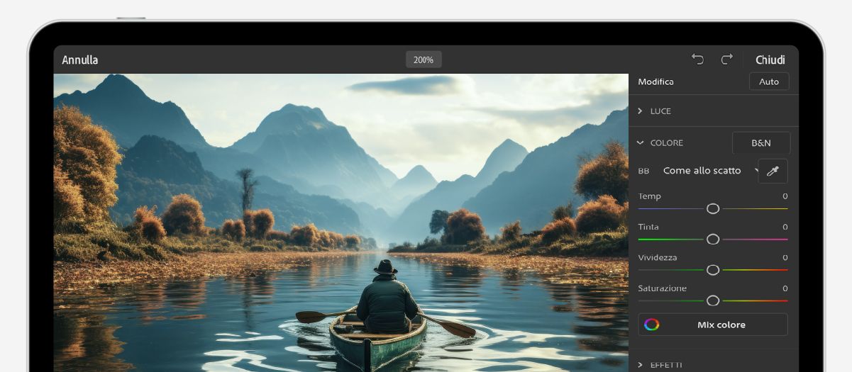 Utilizzare file Adobe Camera Raw in Photoshop su iPad