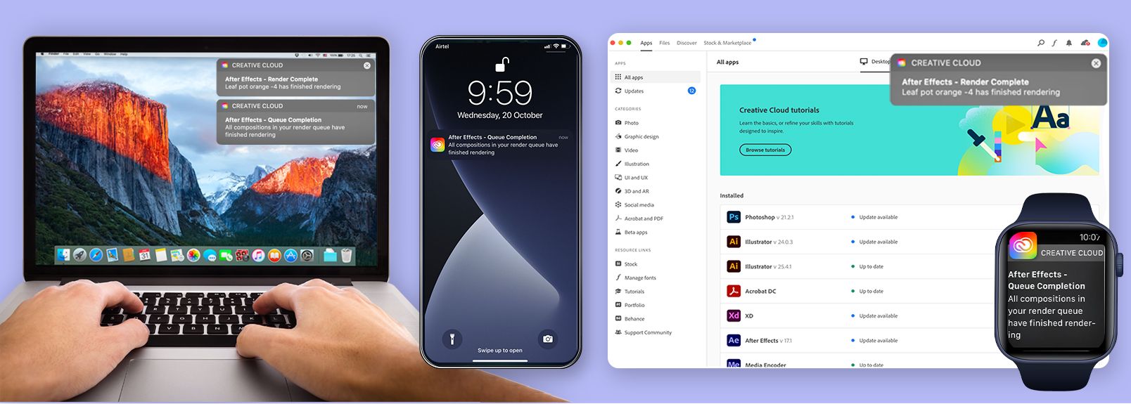 Уведомление о завершении рендеринга
