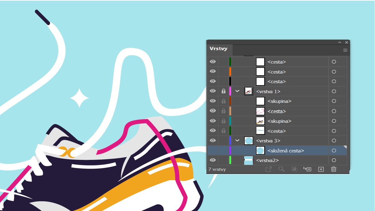 Pomocí tlačítka Upravit sloupec (mezi ikonou oka a názvem vrstvy) můžete vrstvy nebo skupiny vrstev v návrhu zamknout nebo odemknout.