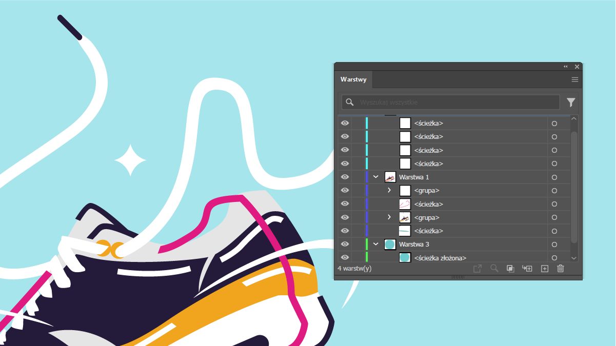 Użyj przycisku Edytuj kolumnę (między ikoną oka a nazwą warstwy), aby zablokować lub odblokować warstwy lub grupy warstw w projekcie.