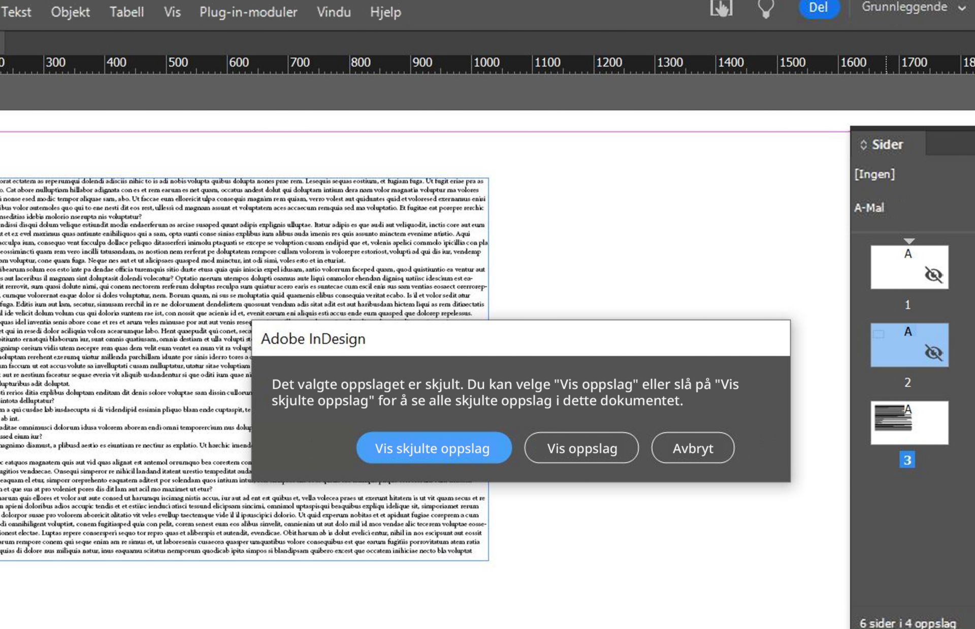 Varselmelding om skjuling av oppslag