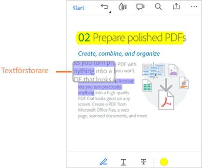 Markera text i PDF-filen