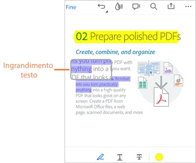 Evidenziazione del testo in PDF