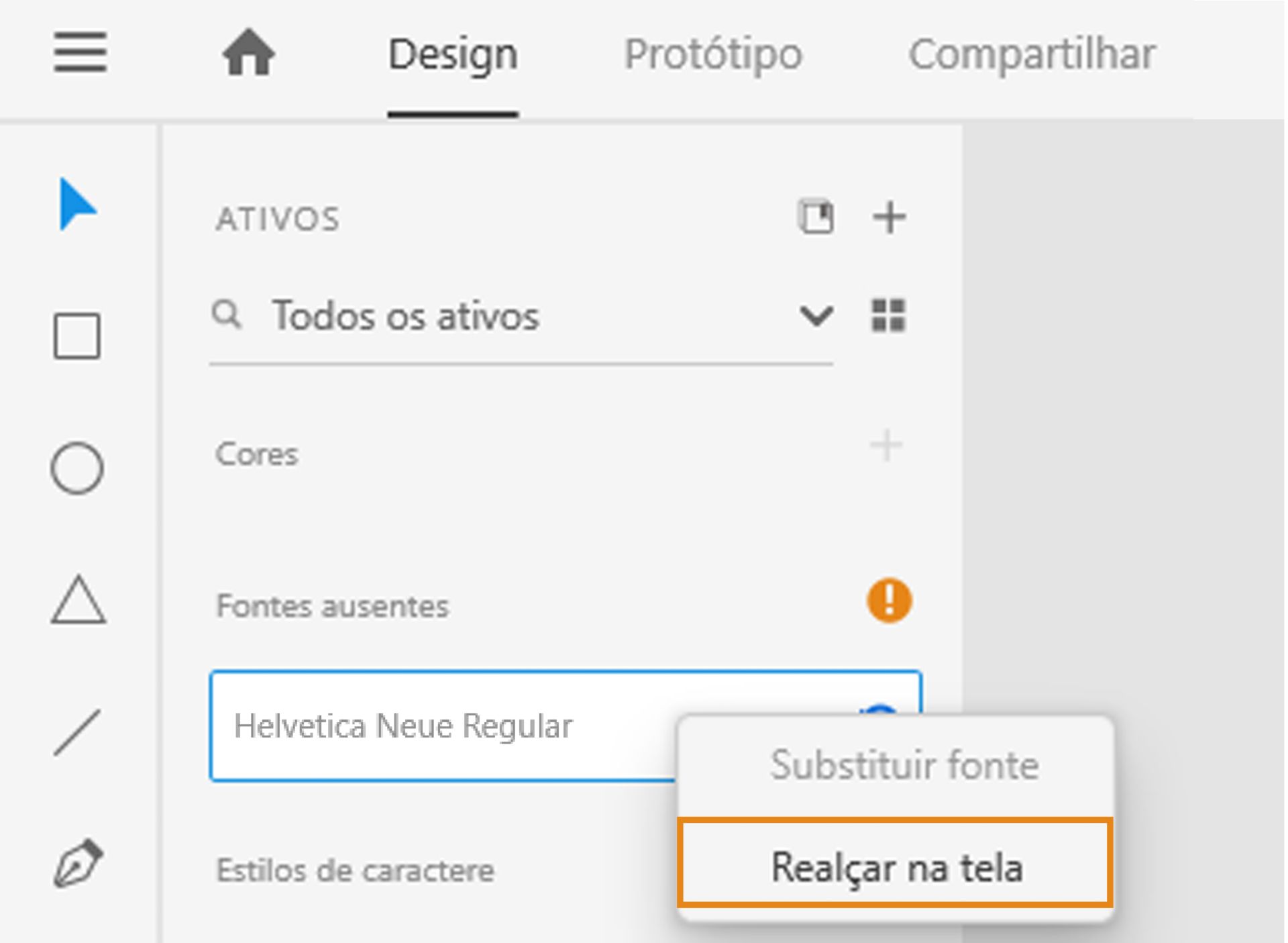 Caixa de diálogo Substituir fonte