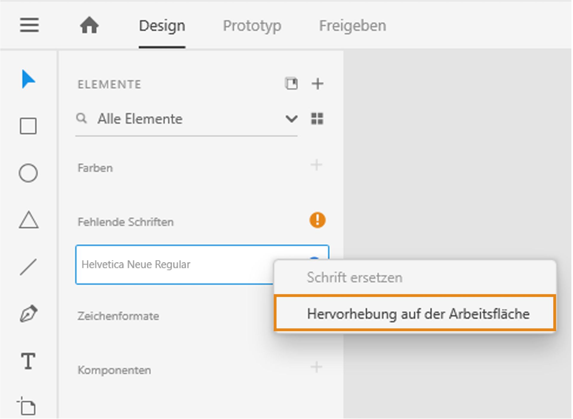 Dialogfeld „Schrift ersetzen“